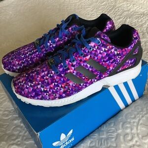 Adidas ZX Flux "PRISM" running sneakers, purple / blue, men's size 11, S82837